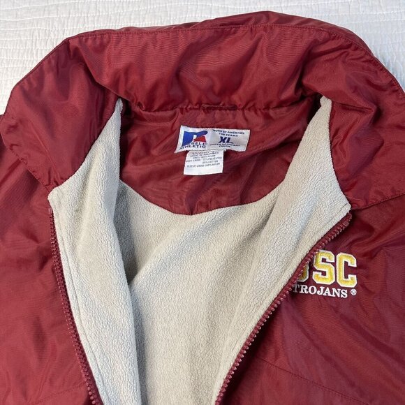 VTG Russell Athletic USC Trojans Full Zip Hooded Casual Jacket SZ XL Water Resis - Picture 4 of 16